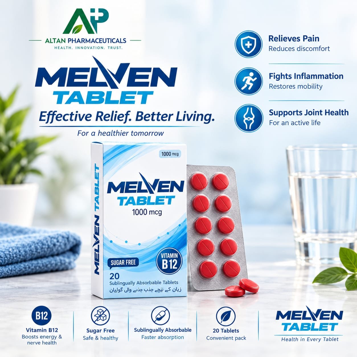 Melven Sublingual Vitamin B12 1000 mcg tablets